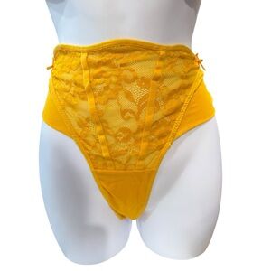 Adore Me Yellow High-Rise Lace Thong